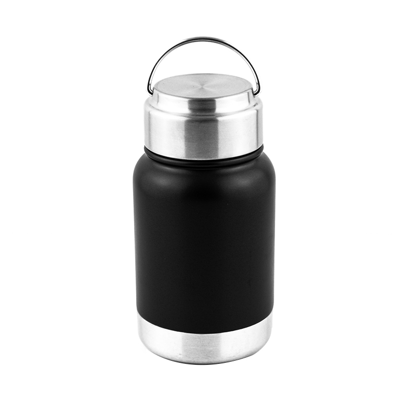 detail of 12oz Stainless steel insulated sports water bottle with handle keep drinks hot cold